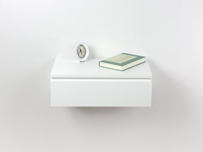 Blanca Sleek White Floating Drawer Nightstand, Modern Bedside Table
