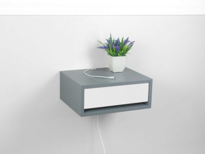 Devon Floating Nightstand Gray Finish, Wall Mount Bedside Table