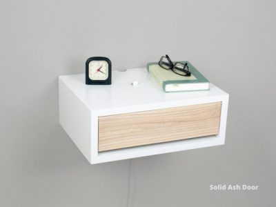 modern floating nightstand white shelf wood door