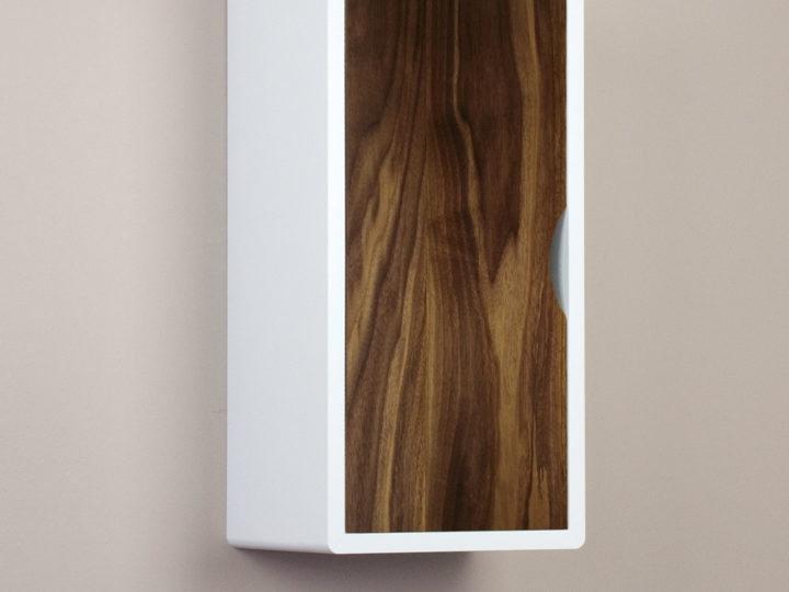 white floating cabinet walnut door