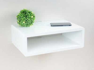 slim white floating nightstand minimalist design