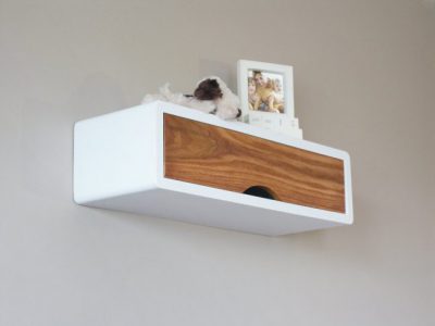 Denali Mid Century Modern Floating Shelf Storage, Retro Style Wall Cabinet