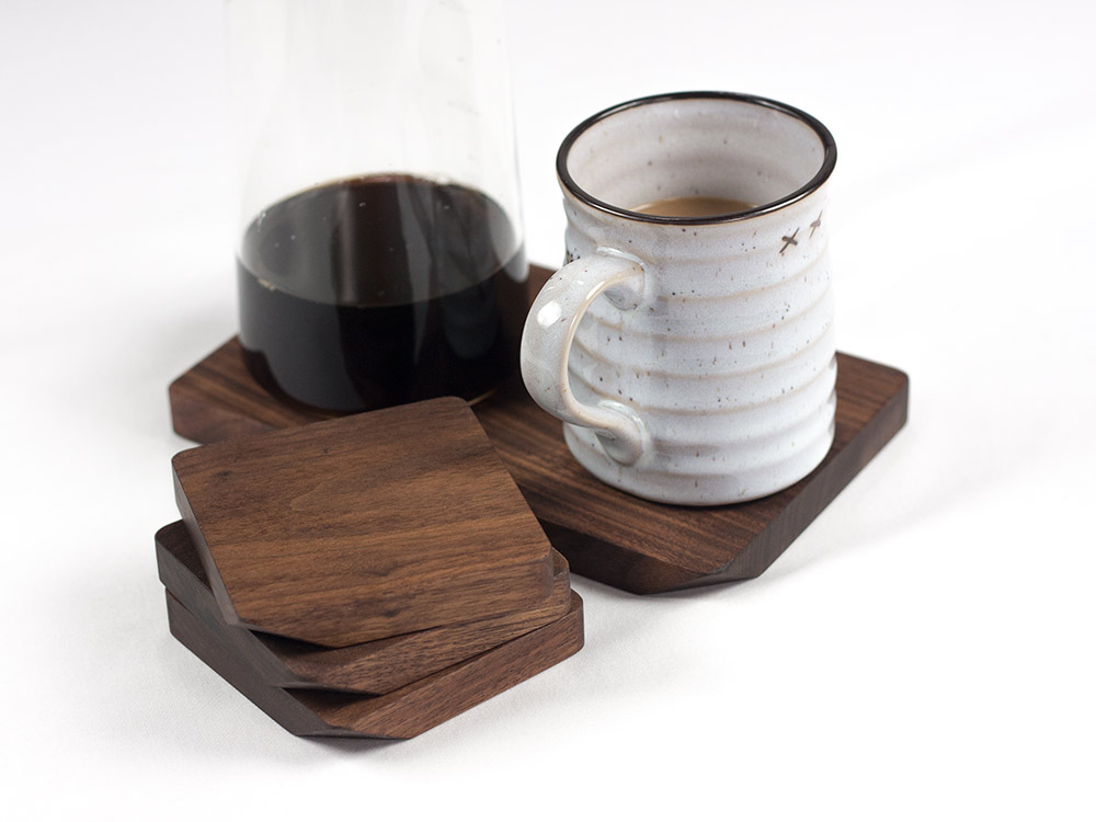 Walnut Wood Coaster - 100% Natural Wood Drink Coaster Set for