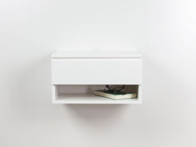 Blanca White Floating Nightstand Drawer Shelf – One Drawer One Open Shelf