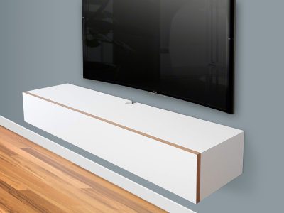 Blanca White Floating TV Stand, Wall Mount Media Console, Floating Entertainment Shelf