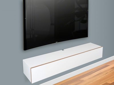 white floating TV stand