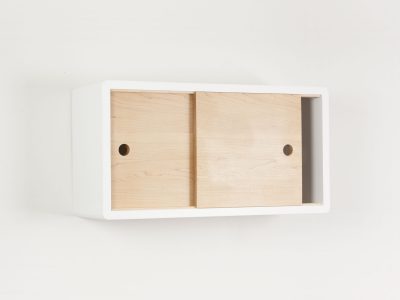 Minimalist Floating Shelf with Sliding Door, Modern Wall Cabinet, Floating Storage