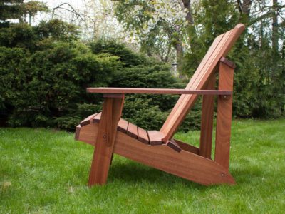 Sapele Mahogany Wood Muskoka Chair, Natural Hardwood Patio Chair