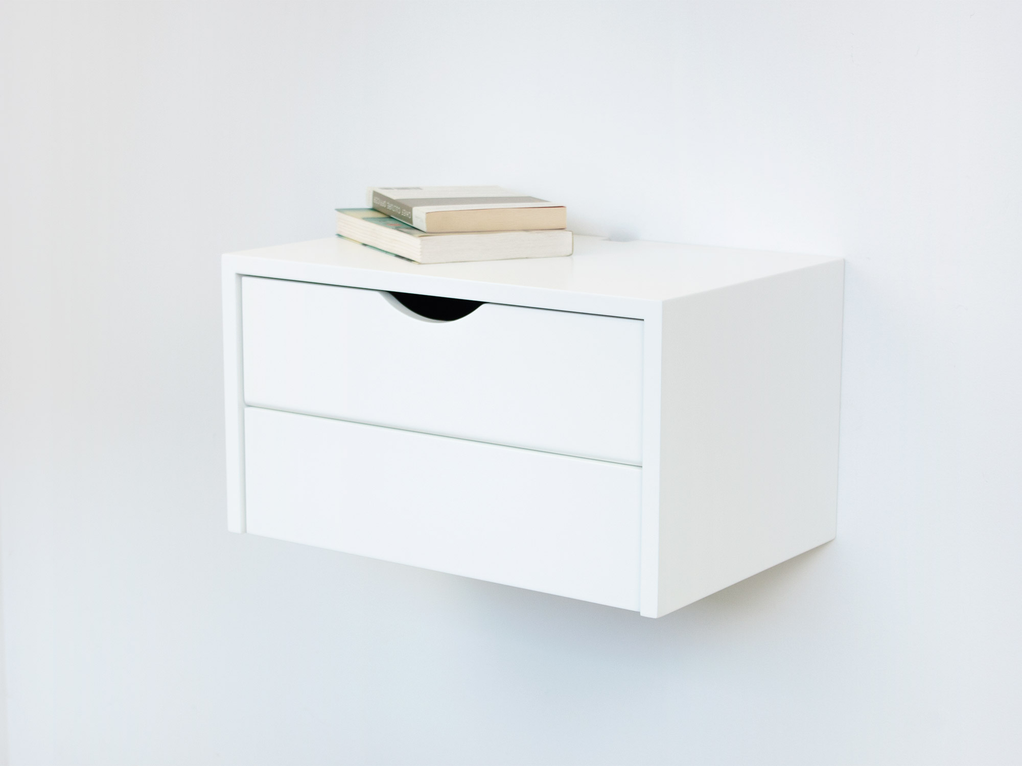 White Minimalist Nightstand, Floating Bedside Table | Aren