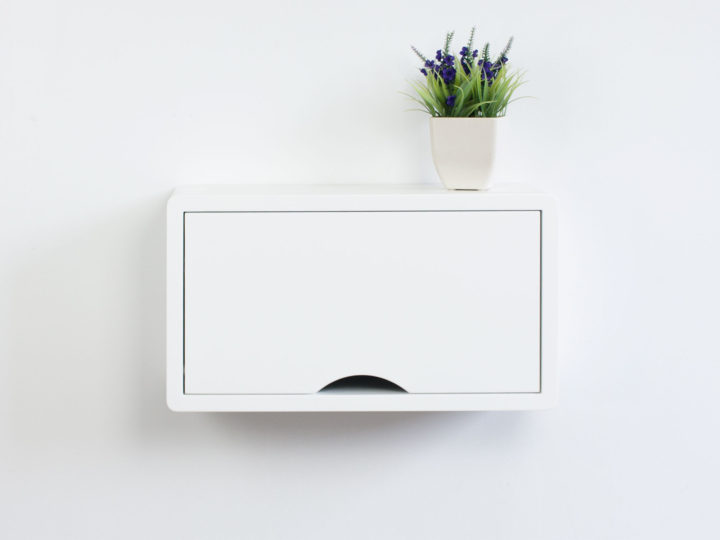 Denali Mini White Floating Cabinet, Small Wall Cabinet