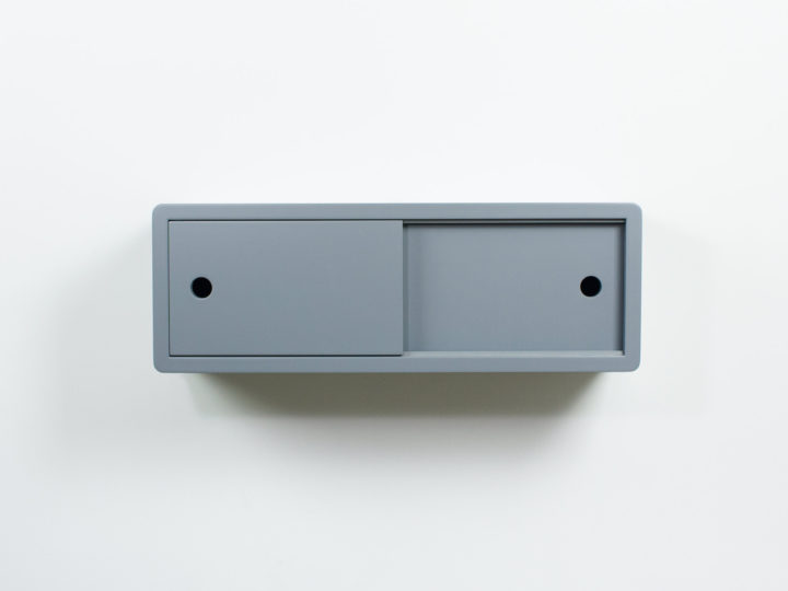 Grey Floating Shelf with Sliding Doors