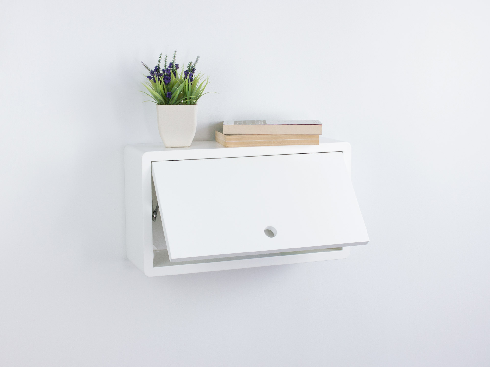 Denali Small Floating White Cabinet, Small Wall Mount Storage Cabinet Shelf