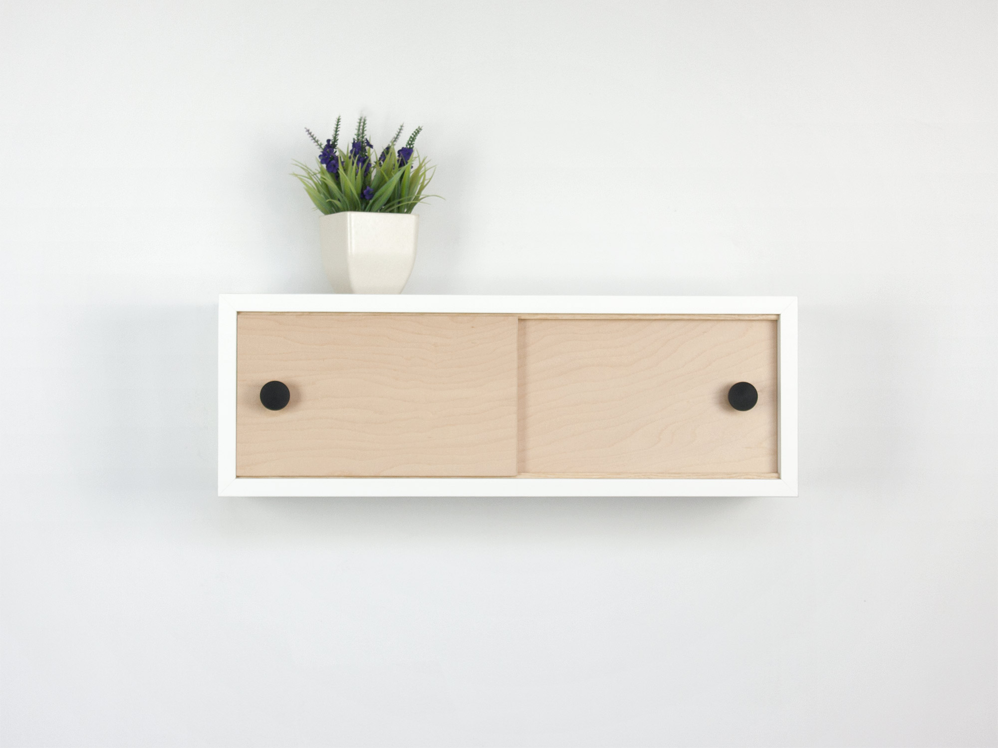 Modern Minimalist Floating Cabinet with Sliding Doors, Small Wall Cabinet
