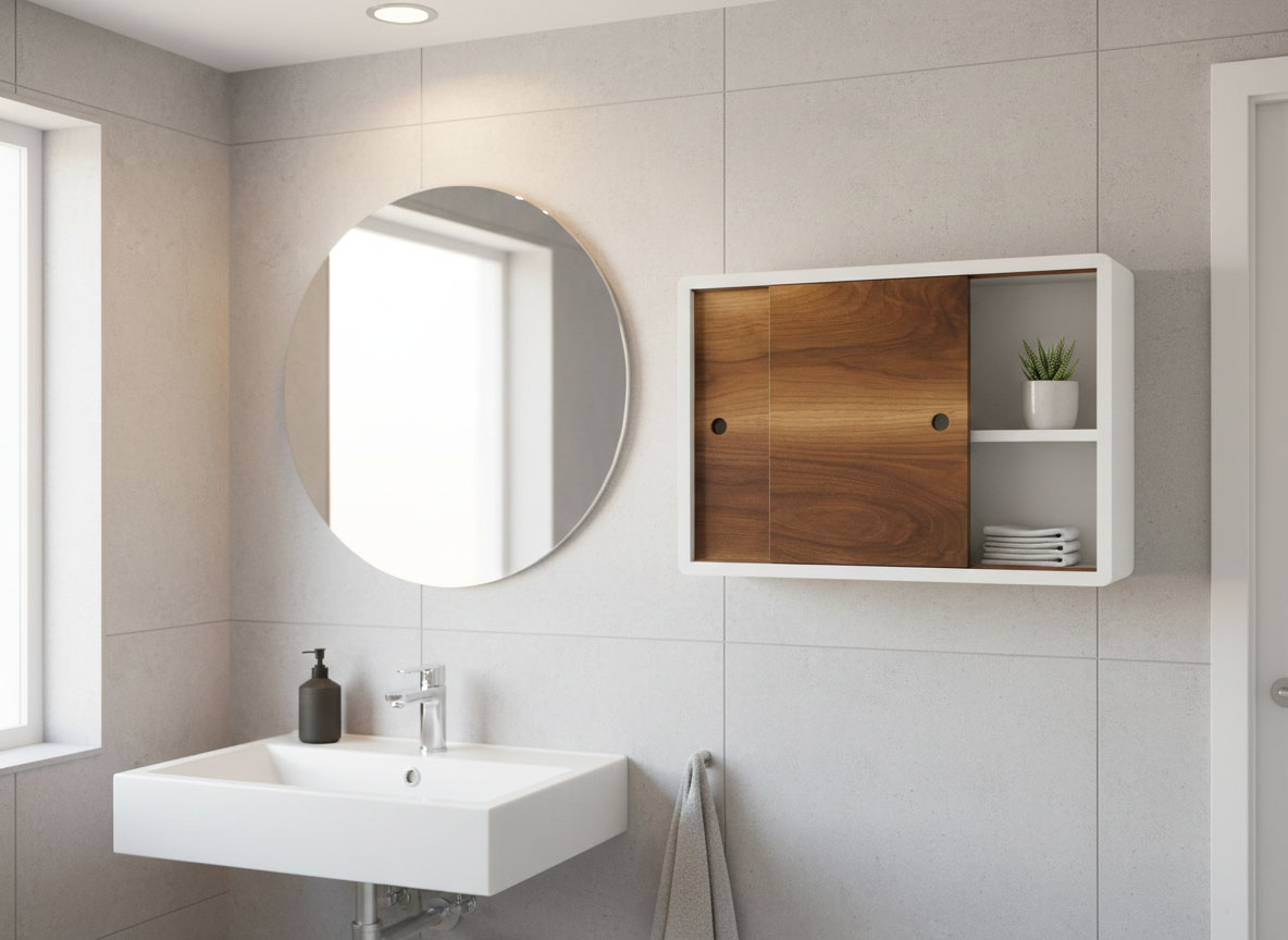 Floating Cabinet with Sliding Doors